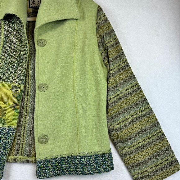 Vintage Bets by Canvasback Patchwork Wool Jacket Womens Medium Green Mixed Media - Picture 3 of 11